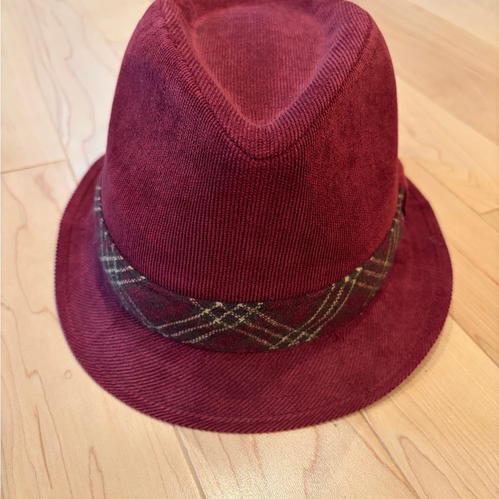 Stetson Burgundy Fedora with Checkered Band